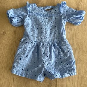 Janie and Jack Baby blue eyelet romper